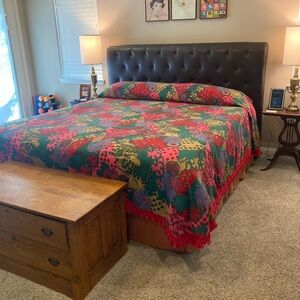Vintage 60s/70s Bates Bedspread Retro Multi Color Floral Fringed King